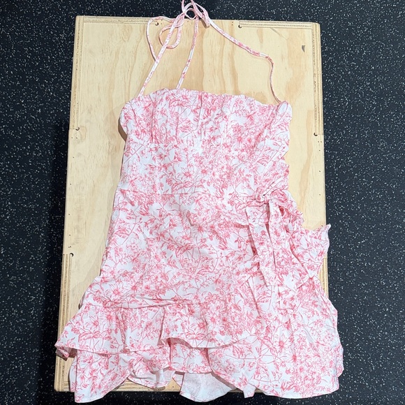 Floral Pink Halter Dress - Picture 1 of 7